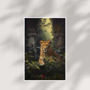 Resting in the Ruins - Lioness Canvas Painting