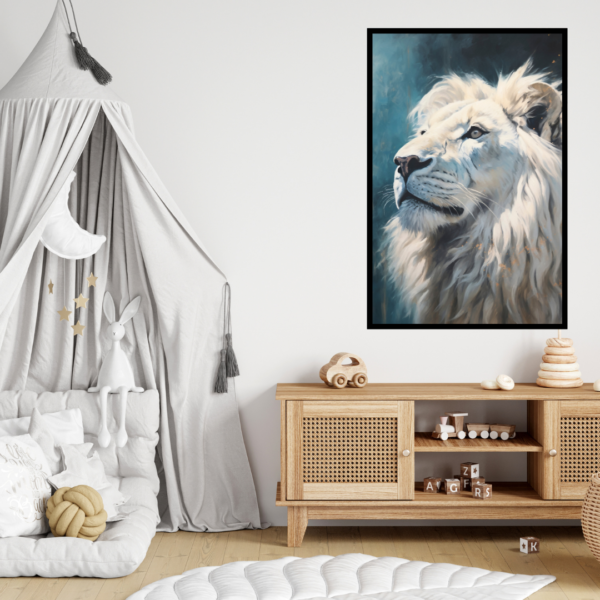 Arctic Majesty - White Lion Profile Canvas Painting - Image 2