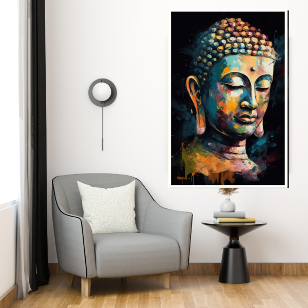Peaceful Presence - Vibrant Meditative Buddha Canvas Painting - Image 2