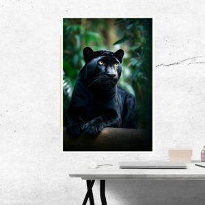 Dark Majesty - Majestic Black Panther Portrait Canvas Painting