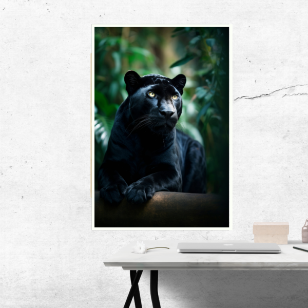 Dark Majesty - Majestic Black Panther Portrait Canvas Painting