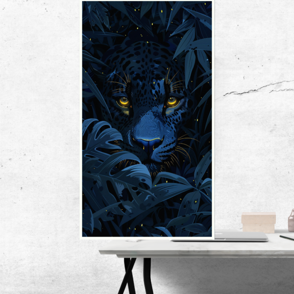 Luminescent Eyes - Black Jaguar in Night Jungle Canvas Painting - Image 2