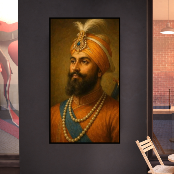 Shri Guru Hargobind Sahib Ji - Revered Sikh Guru Canvas Painting - Image 2