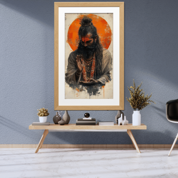 Sacred Aura: Spiritual Monk Blessing Painting - Image 2