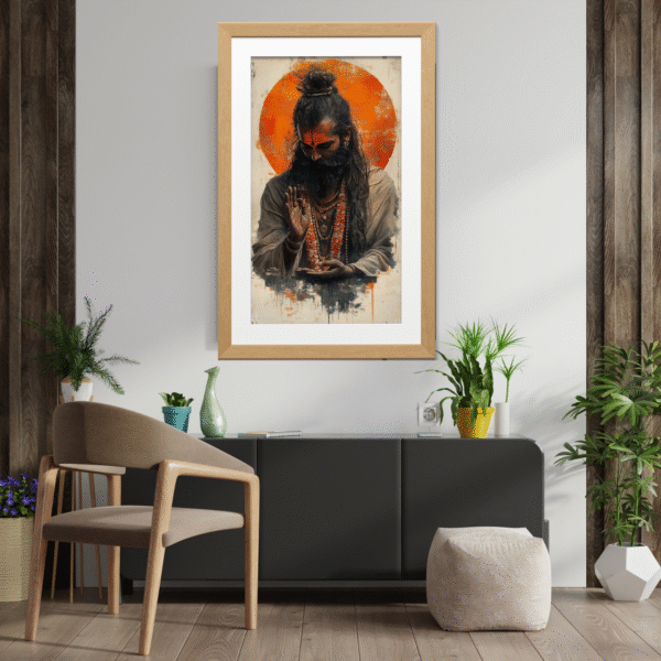 Sacred Aura: Spiritual Monk Blessing Painting - Image 4